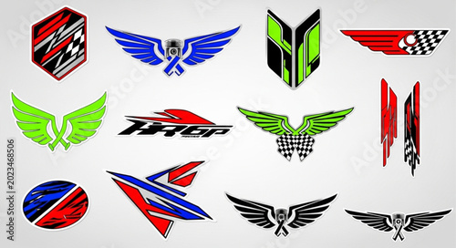 Photos Collection of Various Sport Racing Decals and Stickers.