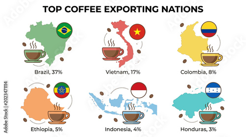 Top coffee exporting countries infographic global coffee production statistics