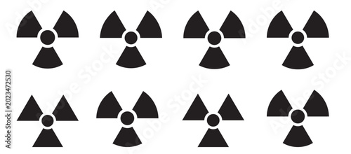 Schilderij op canvas Collection of radiation hazard symbols with danger sign energy source danger zon