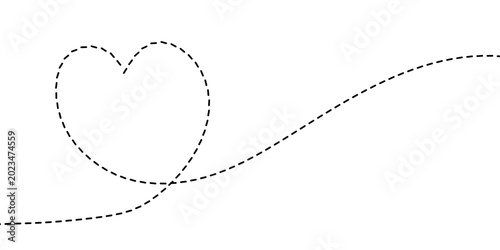 Obraz na płótnie Elegant graphic of a minimalist dotted line forming a heart shape, gracefully ex