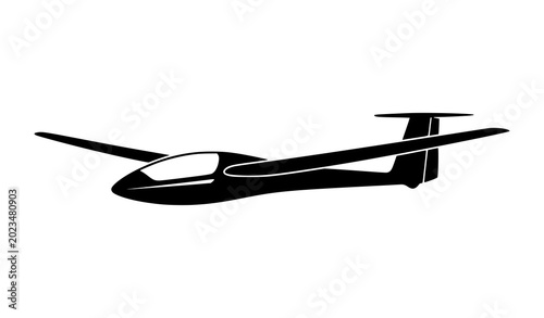 Schilderij op canvas Modern Glider Aircraft Silhouette Vector Isolated Aviation Design