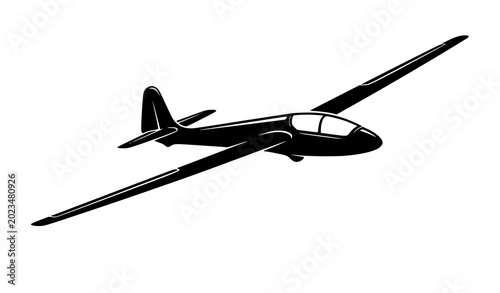 Cuadro en lienzo Classic Sailplane Glider Silhouette Vector for Aviation Graphics