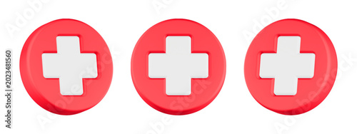 Foto cross health icon 3d render circle button