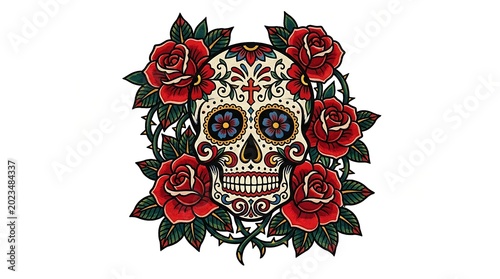 Floral Sugar Skull Art Design