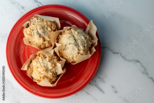 Homemade blueberry muffins serving presentation food photography