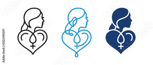 Tableau sur toile Women’s Health Icon Set – Line Art, Continuous One Line, Silhouette Vector Icons