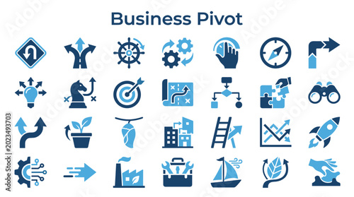 Obraz na płótnie Business pivot concept illustration with icons representing strategy change grow