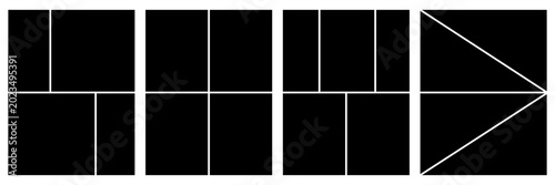 Tableau sur toile Set of comic 4 frame photo collage layout