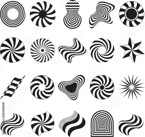 Abstract Spiral and Geometric Decorative Shapes Vector Collection for Modern Graphic Design Projects