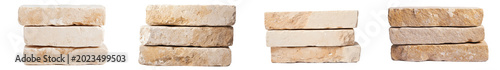 Stacked limestone brick limestone brick stone stacked beige cream isolated masonry, rough light cream limestone brick stack isolated transparency