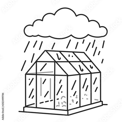 Foto Outline of Greenhouse During Rainstorm