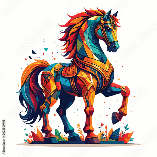 Foto Colorful Horse in Motion Galloping.