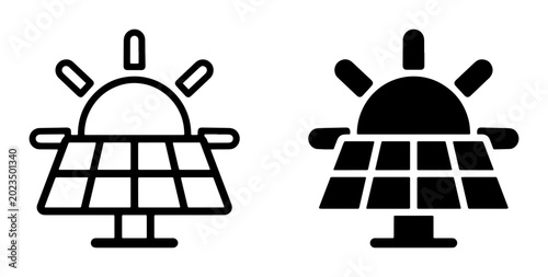 Tableau sur toile Solar Panel Icons, Renewable Energy Symbols, Clean Power Technology, Eco-Friendl