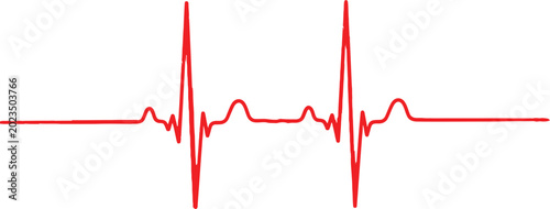 Fotografía Red heart rate line showing a heartbeat rhythm on a plain surface