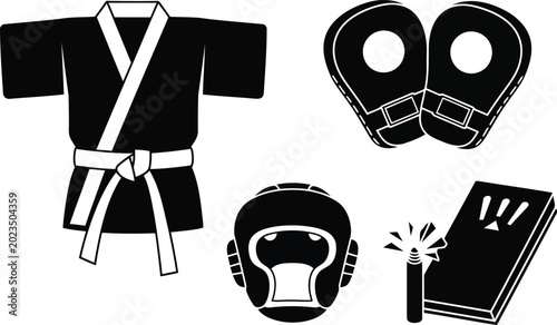 Cuadro en lienzo Martial arts uniform and protective gear