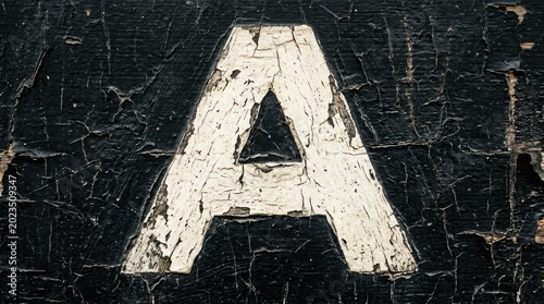 Old wooden letter a on dark textured background