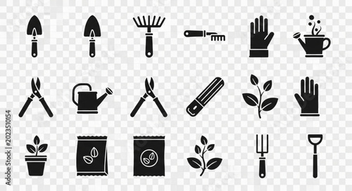 Obraz na plátne Collection of Gardening Tools and Supplies Icons.