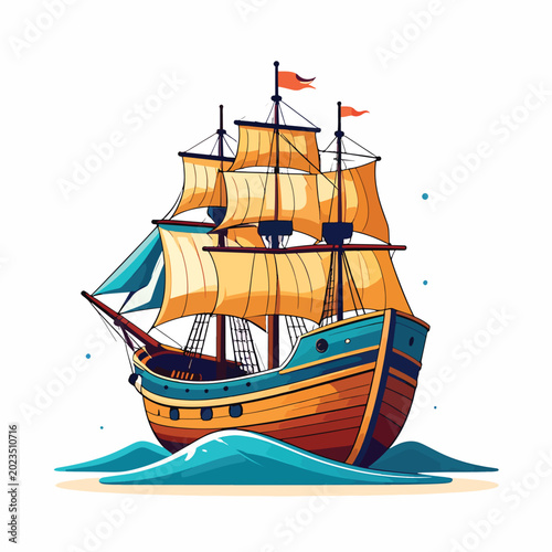 Quadro su tela Vintage Sailing Ship on the Ocean.