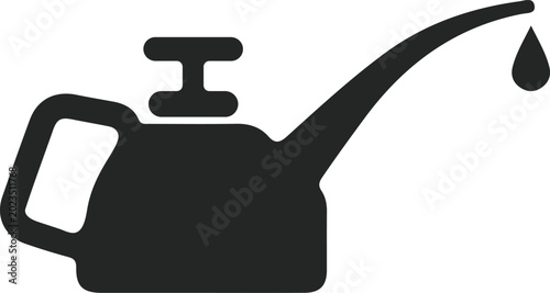 Oil Can Icon Silhouette with Dripping Oil Drop 