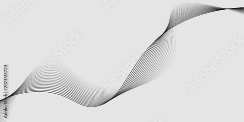 Foto Elegant abstract design featuring monochrome wavy fine lines intertwined against a white background