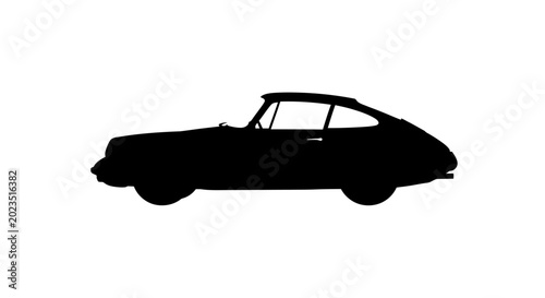 Canvastavla vintage black convertible car silhouette on white background