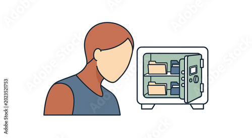 Slika na platnu Person looking at a safe box.