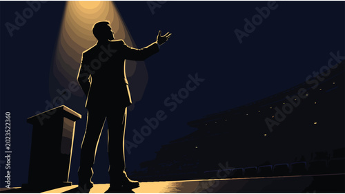 Business Presentation Speaker on Stage, Motivational Speech, Conference Event