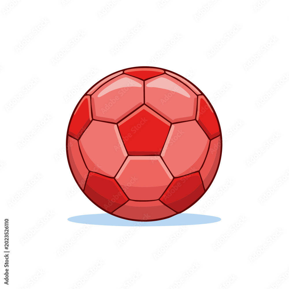 Fototapeta premium A simple red soccer ball with pentagonal and hexagonal panels on a plain background