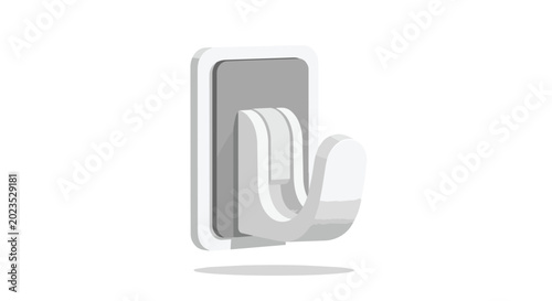 White Plastic Adhesive Wall Hook for Home Organization and Utility Hanging Illustration