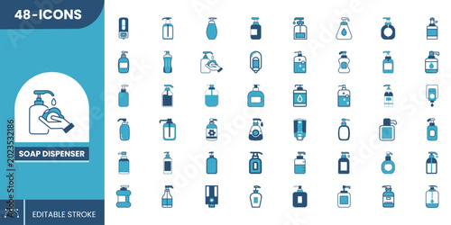 Quadro su tela Soap Dispenser Icon Set Vector – Bathroom Liquid Soap Pump & Hygiene Dispenser S