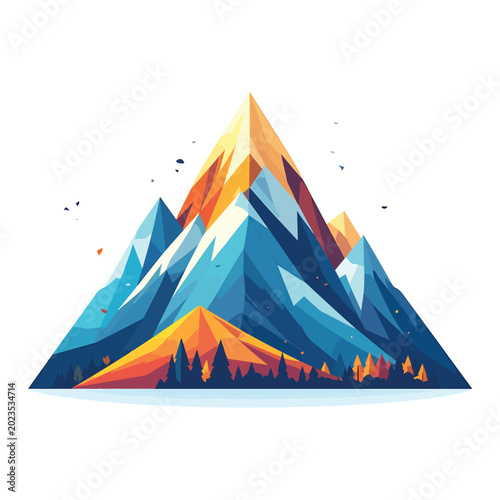 Obraz na plátně Mountain Peaks in Vibrant Colors Illustration.