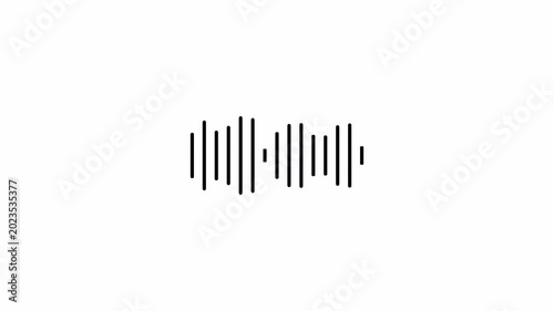 Audio wave spectrum animation, white sound wave visualizer, alpha channel, voice record frequency motion, minimalist audio equalizer, White background video 4k
