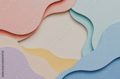 Pastel Layered Paper Cut Abstract Background with Soft Shadows Minimal Modern Design 8K