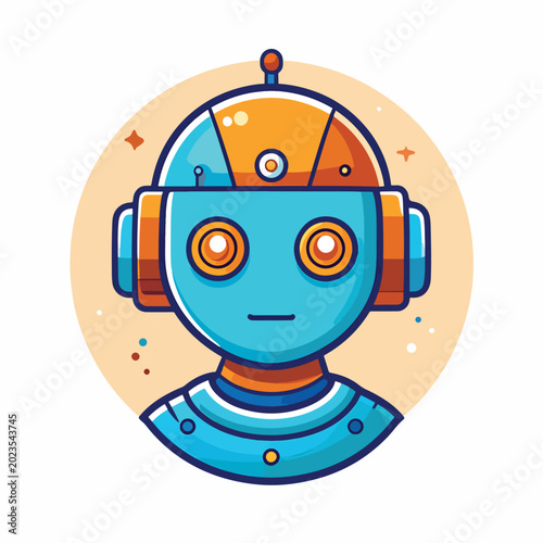 Photos Robot Head with Orange Ears and Helmet.