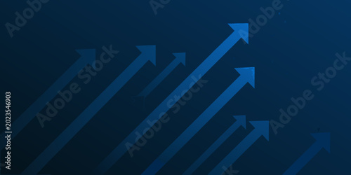 Photos Abstract blue upward arrows on a dark gradient background representing growth an