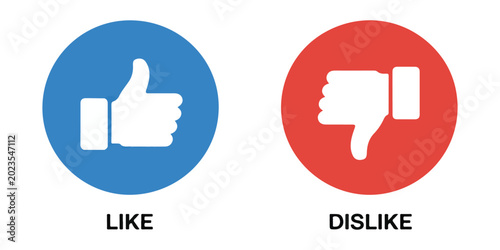 Fotografía Thumb up and thumb down icons representing like and dislike symbols for social media feedback