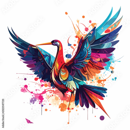 Foto Vibrant colorful bird in flight 1.