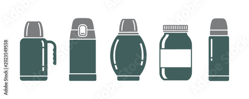 Принти на полотні Vacuum flask vector illustration icon set isolated on white.