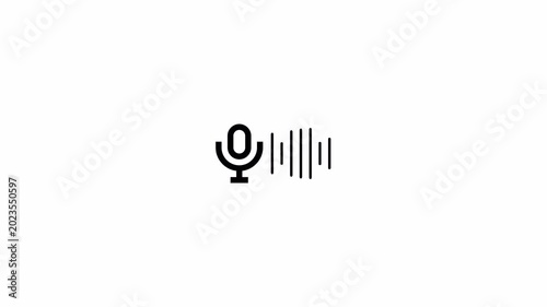 Audio wave spectrum animation, white sound wave visualizer, alpha channel, voice record frequency motion, minimalist audio equalizer, White background video 4k