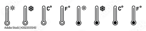 Photos Clean minimalist temperature and weather condition icons showing hot cold Celsiu