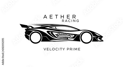 Foto Sleek Futuristic Sports Car Silhouette with Racing Decals.