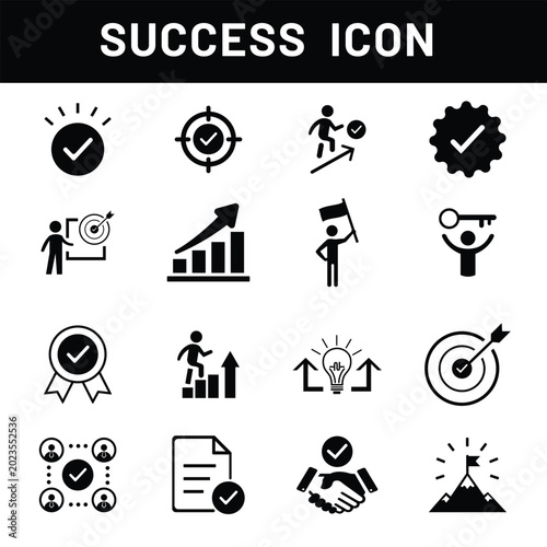 Success icon set, Business success icon set illustration