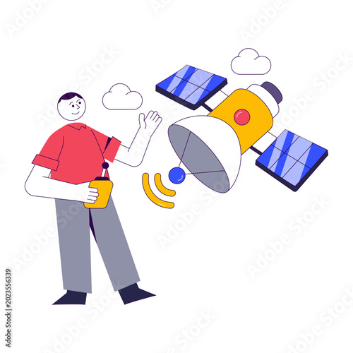 Photos A flat design illustration of satellite dish