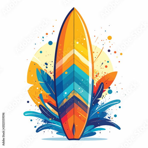 Fotografi Vibrant colorful surfboard design art.