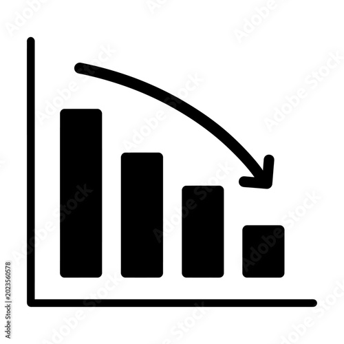 Declining business performance trend with downward arrow vector