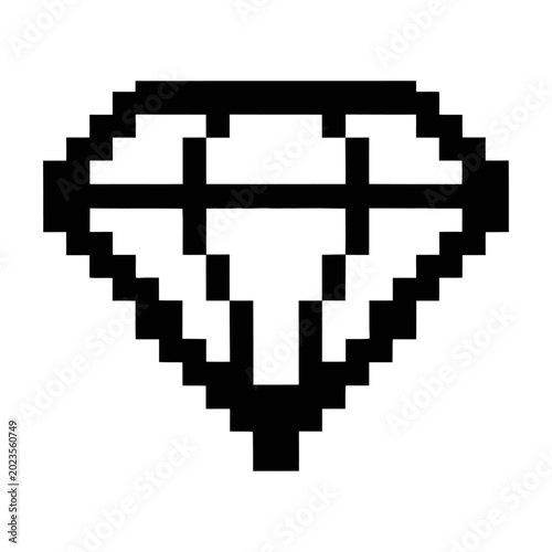 Minimalist heart shape with geometric pixel art style vector