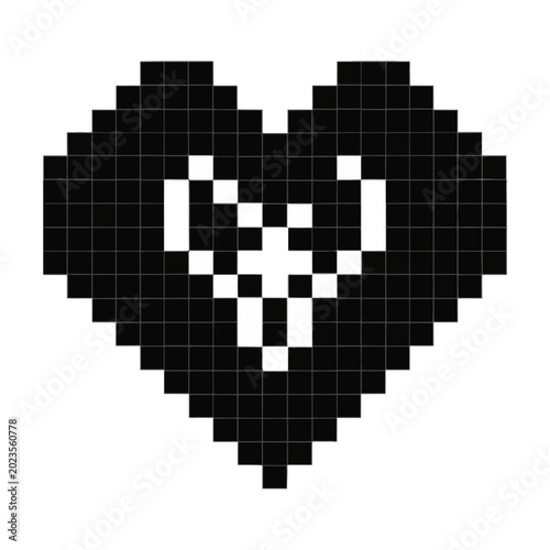 Pixel art heart shape with 8-bit style love symbol vector