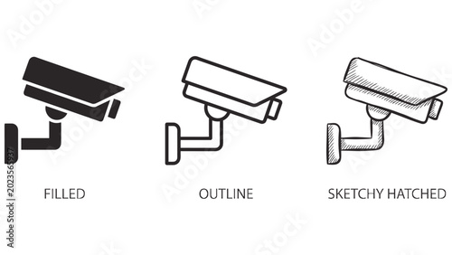 Bild auf Leinwand CCTV security surveillance camera protection icon set