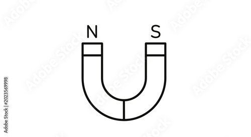 Obraz na płótnie Horseshoe Magnet with North and South Poles Marked