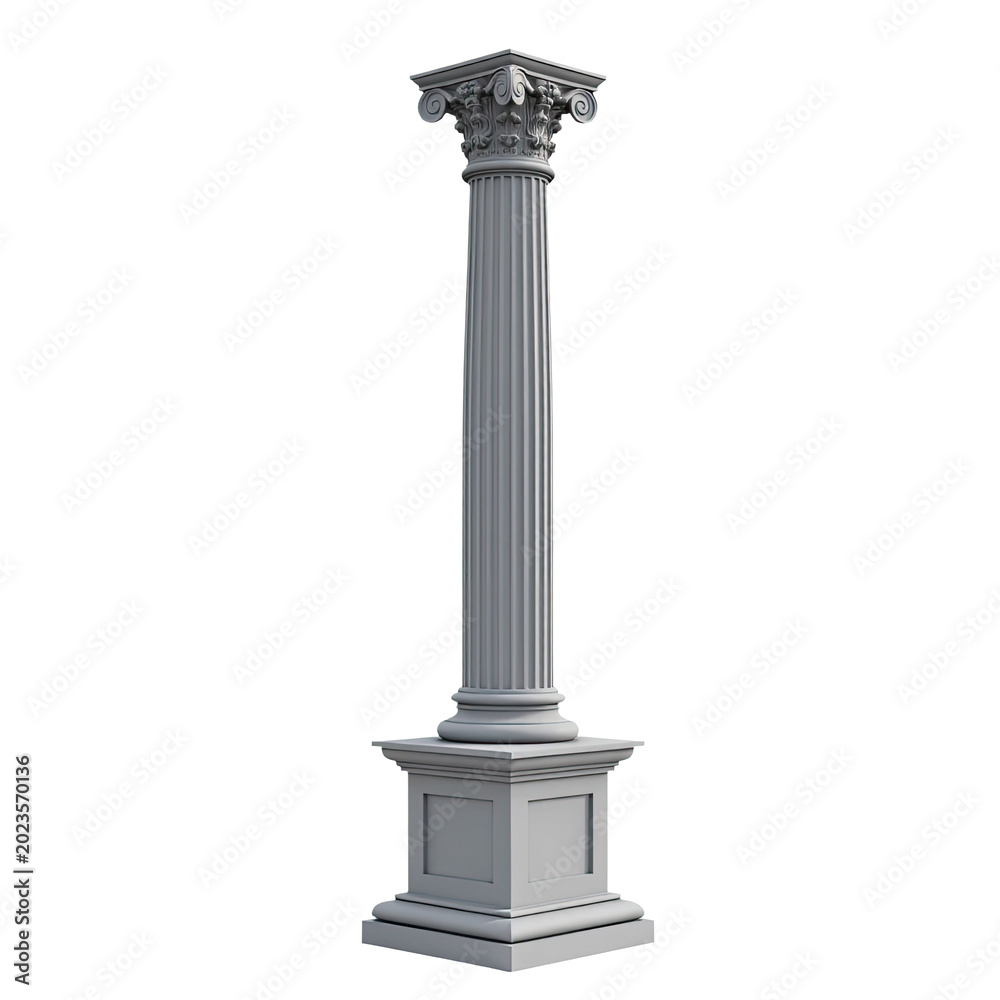 Fototapeta premium A tall column with a clock on top, suitable for urban or cityscape backgrounds